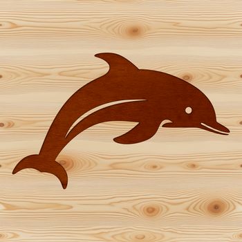A detailed illustration of a dolphin in the ocean, highlighting its sleek body and dorsal fin.