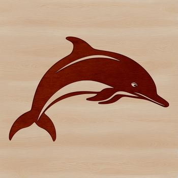 A graphic illustration of a dolphin in a swimming pose, suitable for design projects.