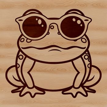 A simple line drawing of a wild toad wearing sunglasses.