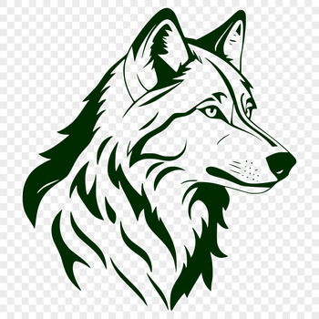A free-standing wolf head, designed in scalable vector format for use in various applications.