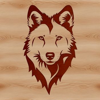 A vector illustration of a wolf's head, featuring sharp teeth and piercing eyes.