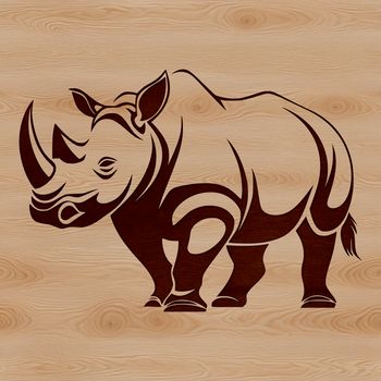 SVG graphic illustration of a rhino in its natural habitat, ideal for vector designs and commercial projects.