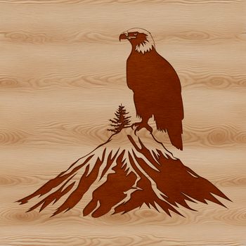A majestic eagle perched on a branch, illustrated as a vector graphic.