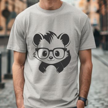A cartoon skunk wearing glasses in a vector format.