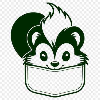A detailed illustration of a wild skunk in black and white.