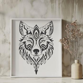 A detailed illustration of a wolf's head from various angles, suitable for use as vector art in graphic design projects.