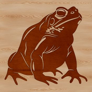 A digital illustration of a wild toad in a detailed design.