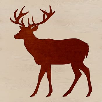 A detailed silhouette of a deer in black outline against a white background.