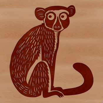 Close-up illustration of a wild animal, specifically a lemur, created as a vector design.