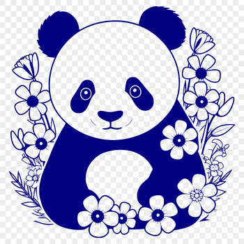 A vector graphic representation of a black-and-white panda animal.