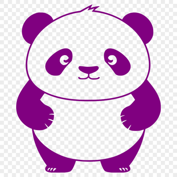 An SVG vector graphic of a panda animal with simple outline and bold lines.