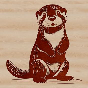 A digital illustration of a wild otter in motion.