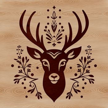 A digital illustration of a deer's head, suitable for vector graphics and cutting machine designs.
