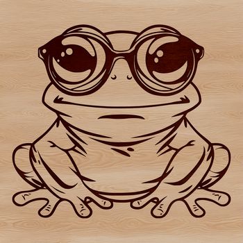 A cartoon toad wearing glasses, depicted in a simple vector style.