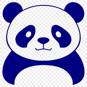 A black and white illustration of a wild panda in its natural habitat.