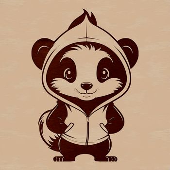 A vector illustration of a skunk, a wild animal with distinctive markings.