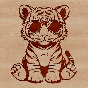 A colorful illustration of a tiger sitting comfortably in sunglasses.