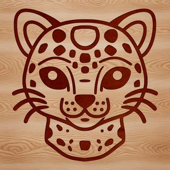 A digital illustration of a wild ocelot's head, depicted in a stylized vector format.
