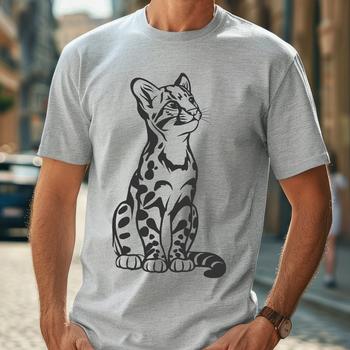 A close-up illustration of a wild ocelot's face and fur pattern in vector format.