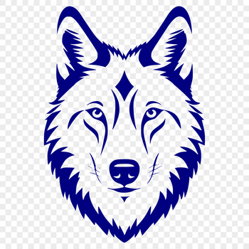 Illustrative head of a gray wolf in vector format.