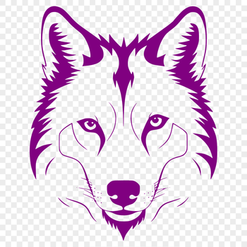 A detailed vector illustration of a wolf's head with sharp facial features.