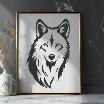 A wolf's head illustration, suitable for vector design projects.