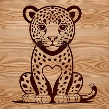 A stylized illustration of a big cat with love hearts surrounding it, suitable for various designs and crafts.
