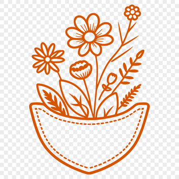 Vector illustration of a flower-shaped pocket for craft projects.