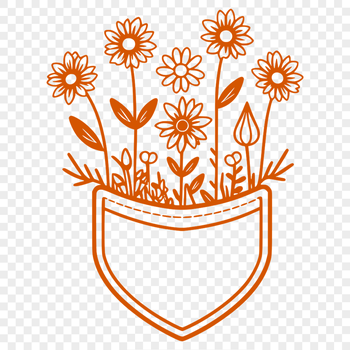 A detailed floral design featuring a stylized flower pocket in vector format.