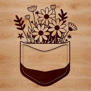 A detailed illustration of a flower pocket, featuring intricate designs suitable for cutting machines or vector graphics.