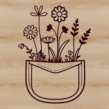 A stylized illustration of a flower-patterned pocket, suitable for digital crafting and design projects.