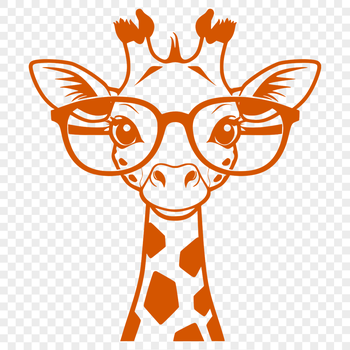 An adorable cartoon giraffe with spectacles, ideal as a clip art element for use in digital templates and Cricut designs.