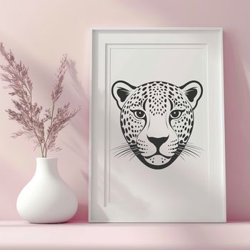 Close-up illustration of a jaguar's head, a big cat species with distinctive features.