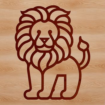 A simple line drawing of a majestic lion standing proudly on its hind legs.