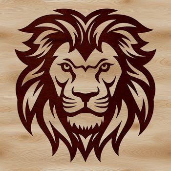 A regal lion's head with a distinctive mane.