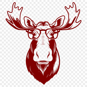 A majestic moose wearing glasses in a vector format.