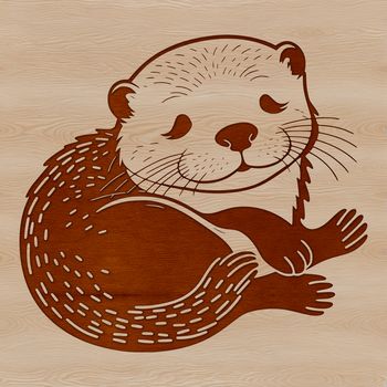 Illustration of a wild animal otter in a relaxed position.