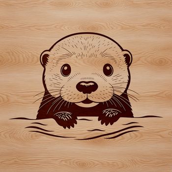 A vector illustration of a peeking otter in its natural habitat.