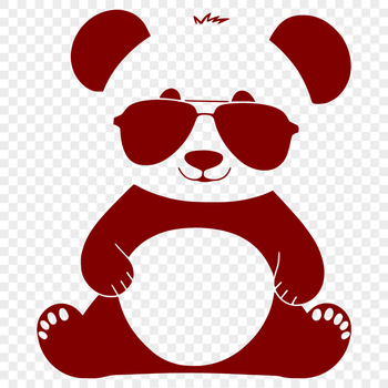 A cartoon pandas wearing sunglasses in a playful pose.