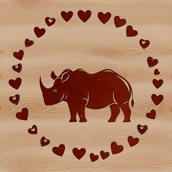 A stylized illustration of a rhino with heart symbols integrated into its design, suitable for various uses.