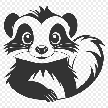 A skunk in a natural habitat, illustrated with clean lines and simple shapes, suitable for printing or digital use.