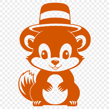 A cartoon skunk wearing a hat, depicted in vector format.