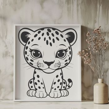 A large cat with distinctive spots, suitable for vector art designs and commercial projects.