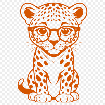 A realistic illustration of a jaguar's face wearing glasses, suitable for personal or commercial projects.