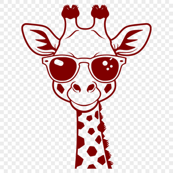 An adult giraffe in a safari setting wearing trendy sunglasses.