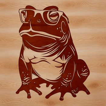 A cartoon toad character wearing glasses in a playful illustration style.