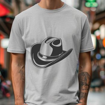 Simple outline design of a traditional American-style cowboy hat.