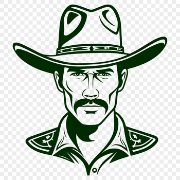 A stylized vector illustration of a cowboy in various poses.
