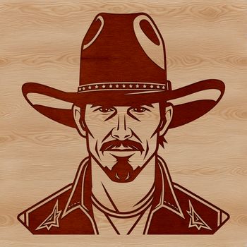 A cowboy illustration created using vector graphics software.