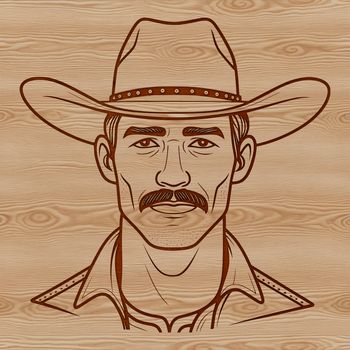 A digital illustration of a cowboy in a bold, graphic style.
